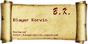Blayer Korvin névjegykártya